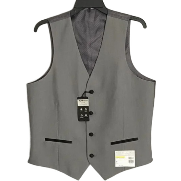 Alfani Men's Small Tuxedo Vest Slim Fit Stretch Fabric Grey & Black NEW - Picture 1 of 11